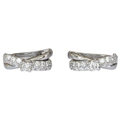 18 Kt. Boucles d'oreilles en or blanc avec diamants de 0,60 ct