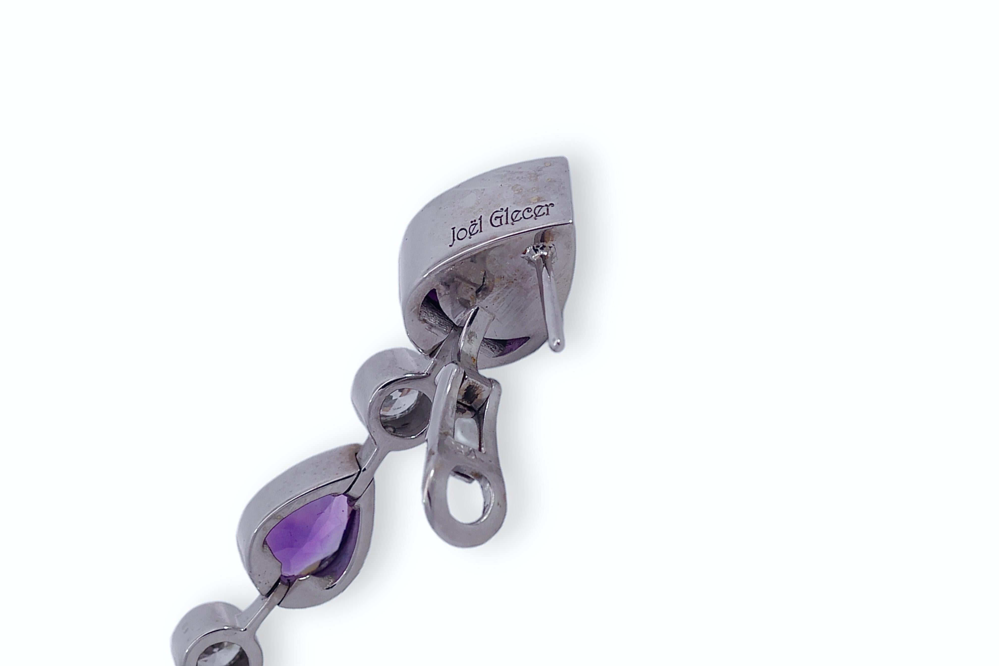 18 Kt White Gold Earrings with 18.43ct Amethyst & 1.55ct Brilliant Cut Diamonds For Sale 4
