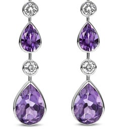 18 Kt White Gold Earrings with 18.43ct Amethyst & 1.55ct Brilliant Cut Diamonds