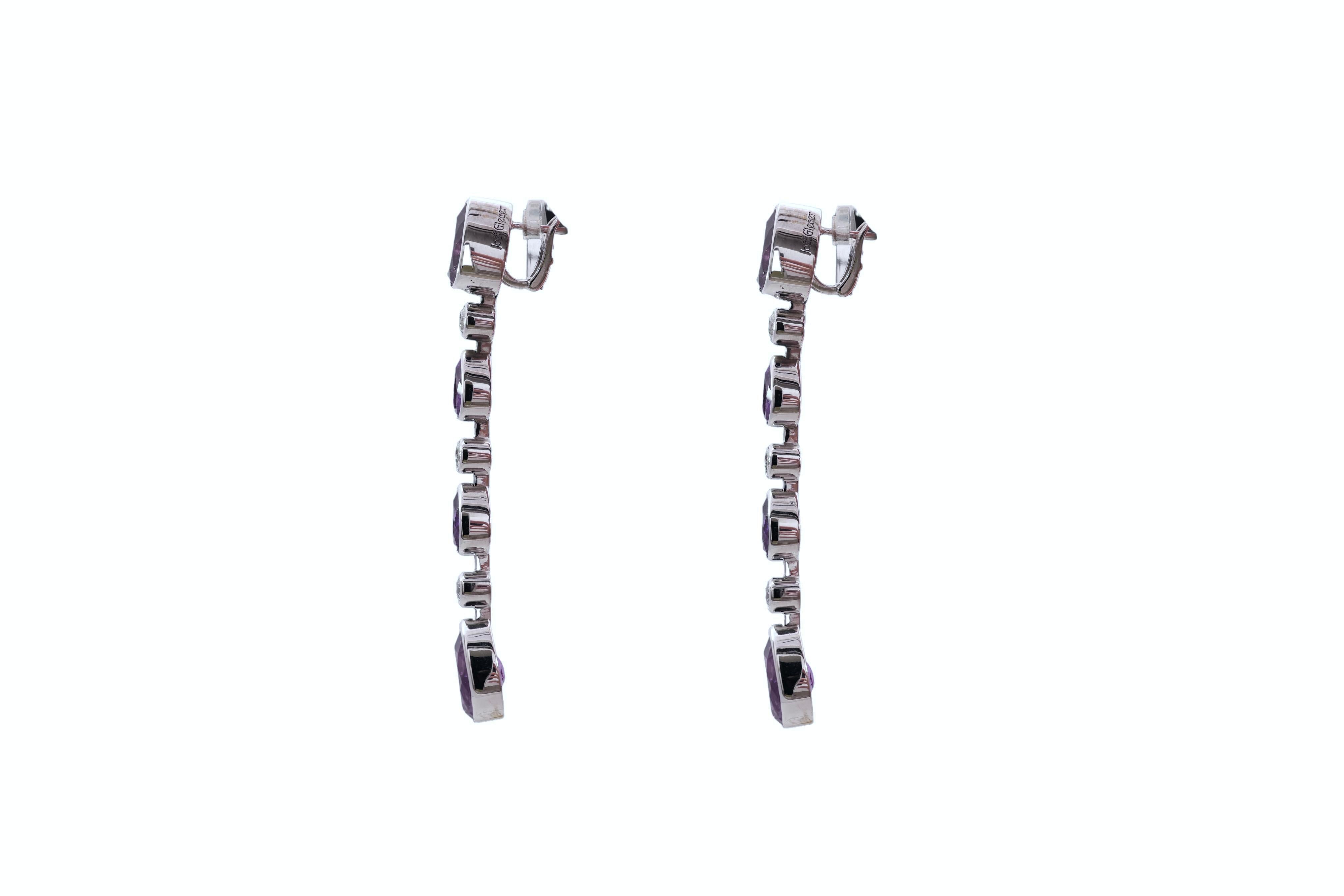 Boucles d'oreilles en or blanc 18 carats avec améthyste de 18,43 carats et diamants de taille brillant de 1,55 carats en vente 3