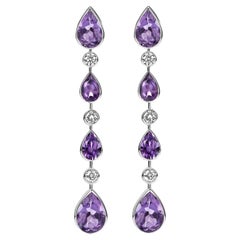 18 Kt White Gold Earrings with 18.43ct Amethyst & 1.55ct Brilliant Cut Diamonds