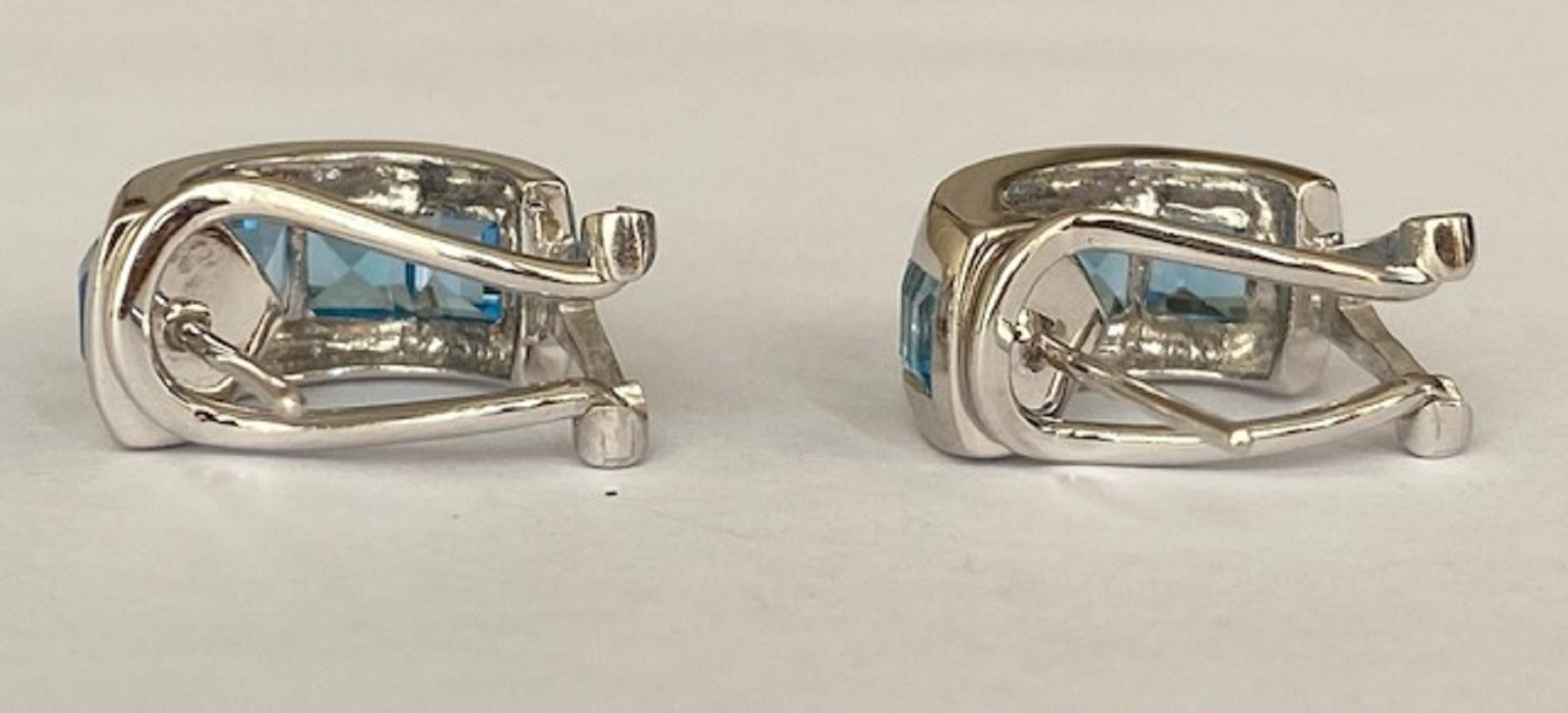18 Kt. White Gold Earrings with 4.00 Ct Topaz For Sale 4