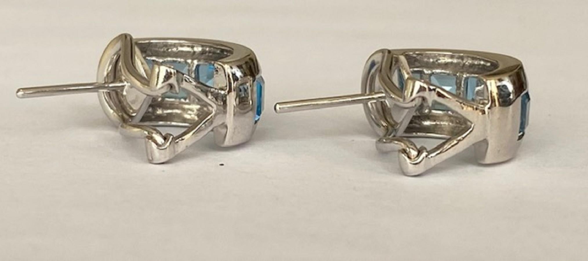 18 Kt. White Gold Earrings with 4.00 Ct Topaz For Sale 5