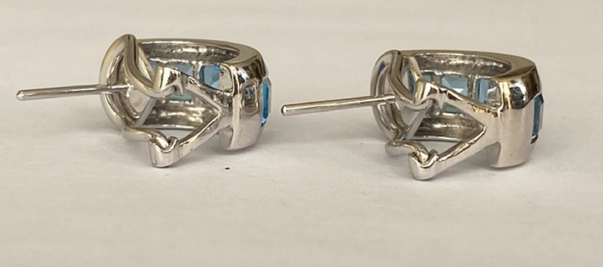 18 Kt. Cerchi in oro bianco  Orecchini con 4,00 Ct  Topazio blu svizzero in vendita 5