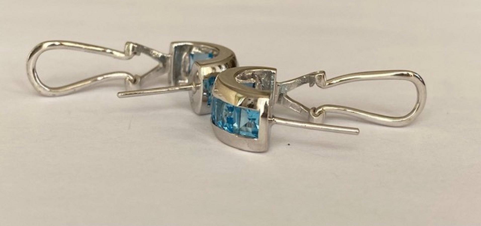 18 Kt. White Gold Earrings with 4.00 Ct Topaz For Sale 7