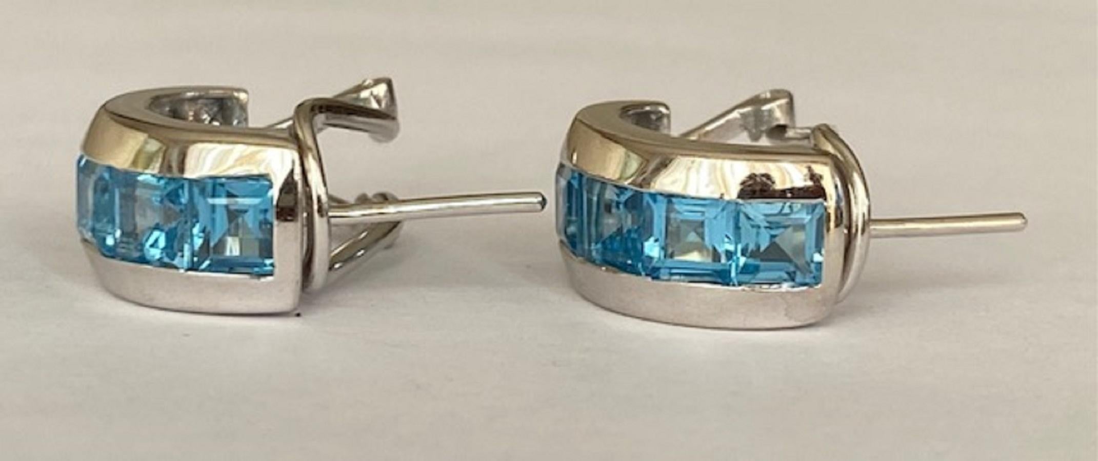 18 Kt. White Gold Earrings with 4.00 Ct Topaz For Sale 1