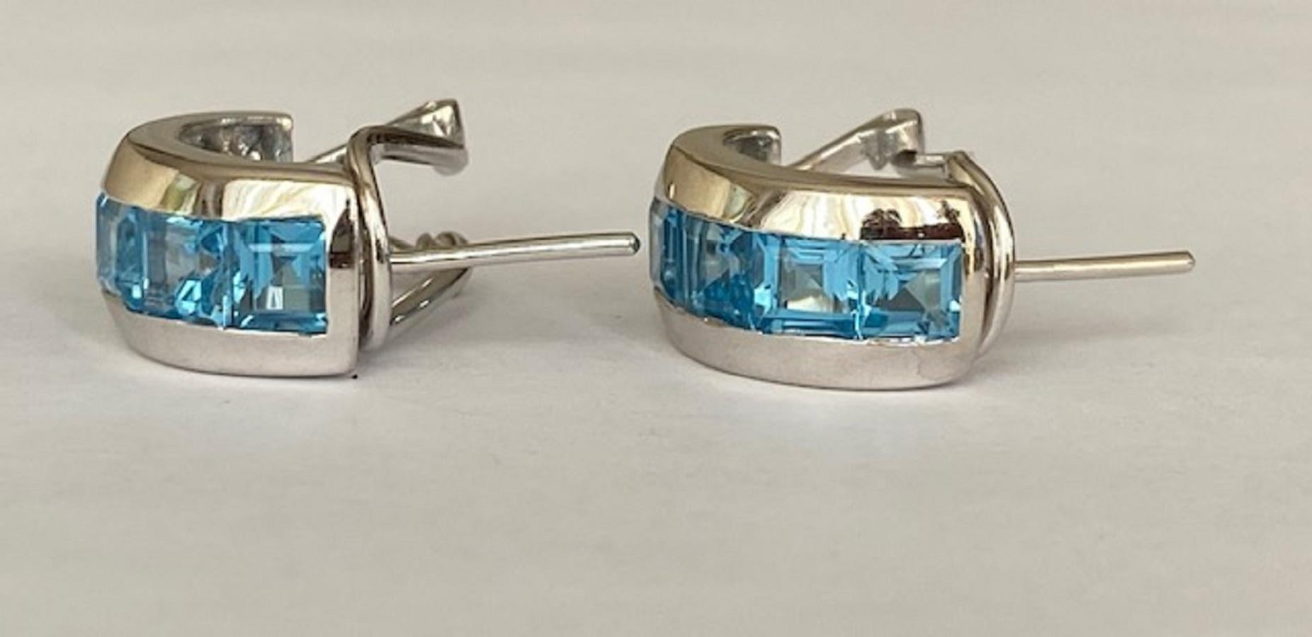18 Kt. Cerchi in oro bianco  Orecchini con 4,00 Ct  Topazio blu svizzero in vendita 2