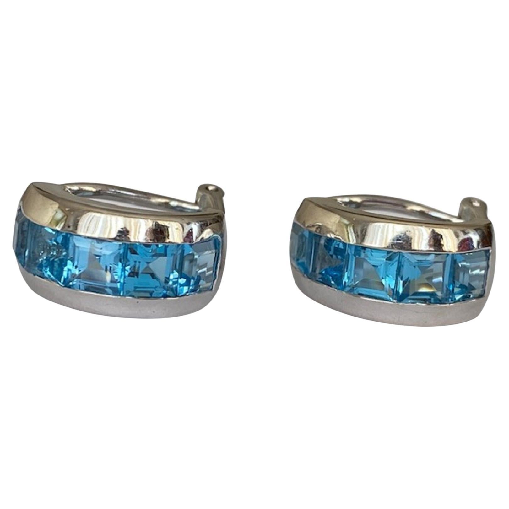 18 Kt. White Gold Earrings with 4.00 Ct Topaz For Sale