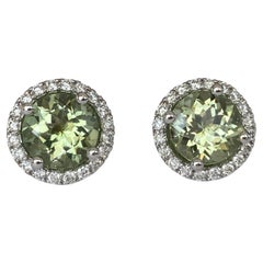 18 Kt. White Gold Earrings with 4.00 Ct Tourmaline and Diamonds