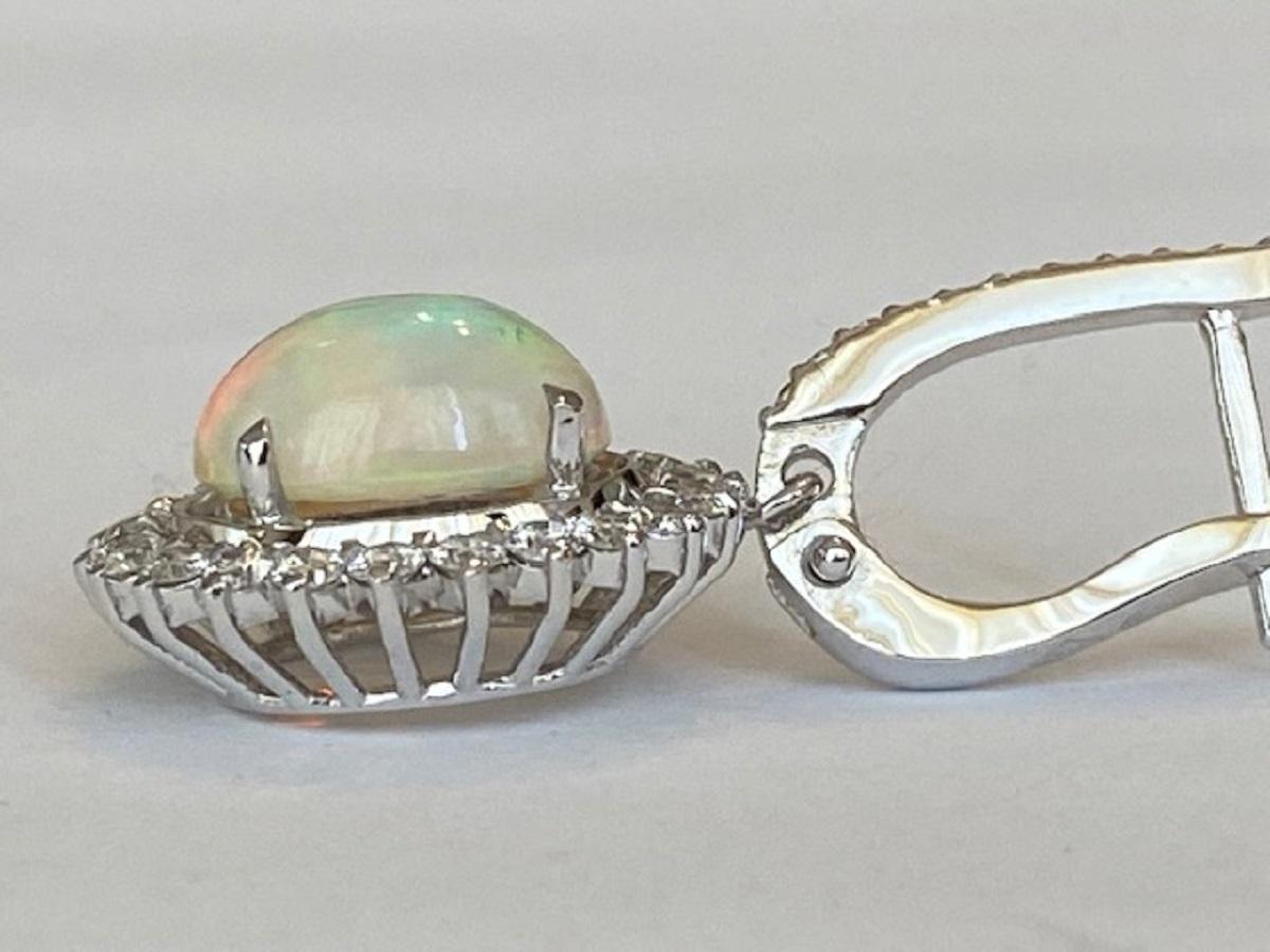18 Kt. White Gold Earrings with 4.15 Ct Opals and Diamonds 4