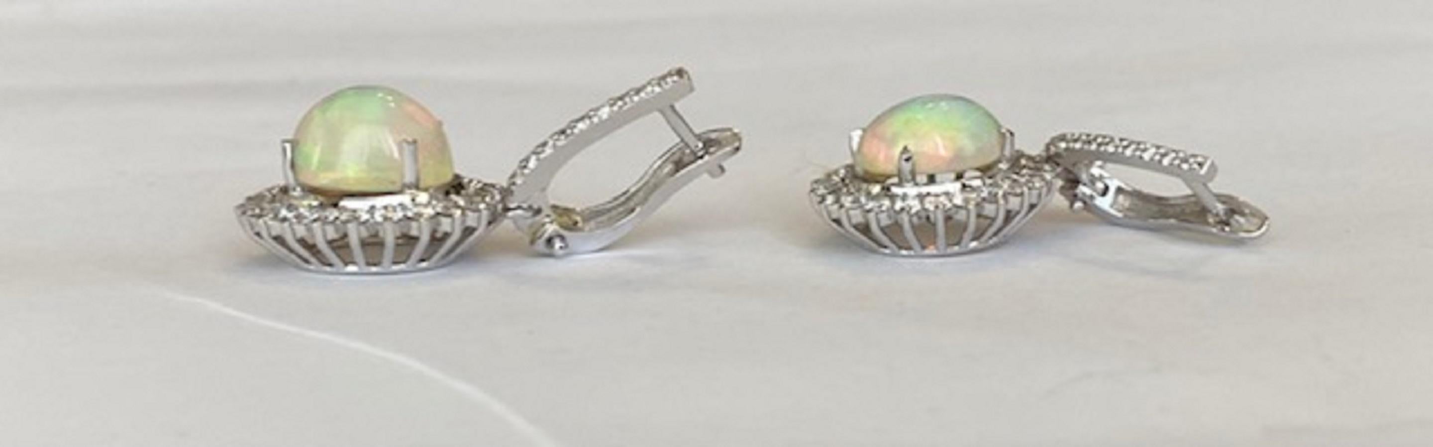 18 Kt. White Gold Earrings with 4.15 Ct Opals and Diamonds 5