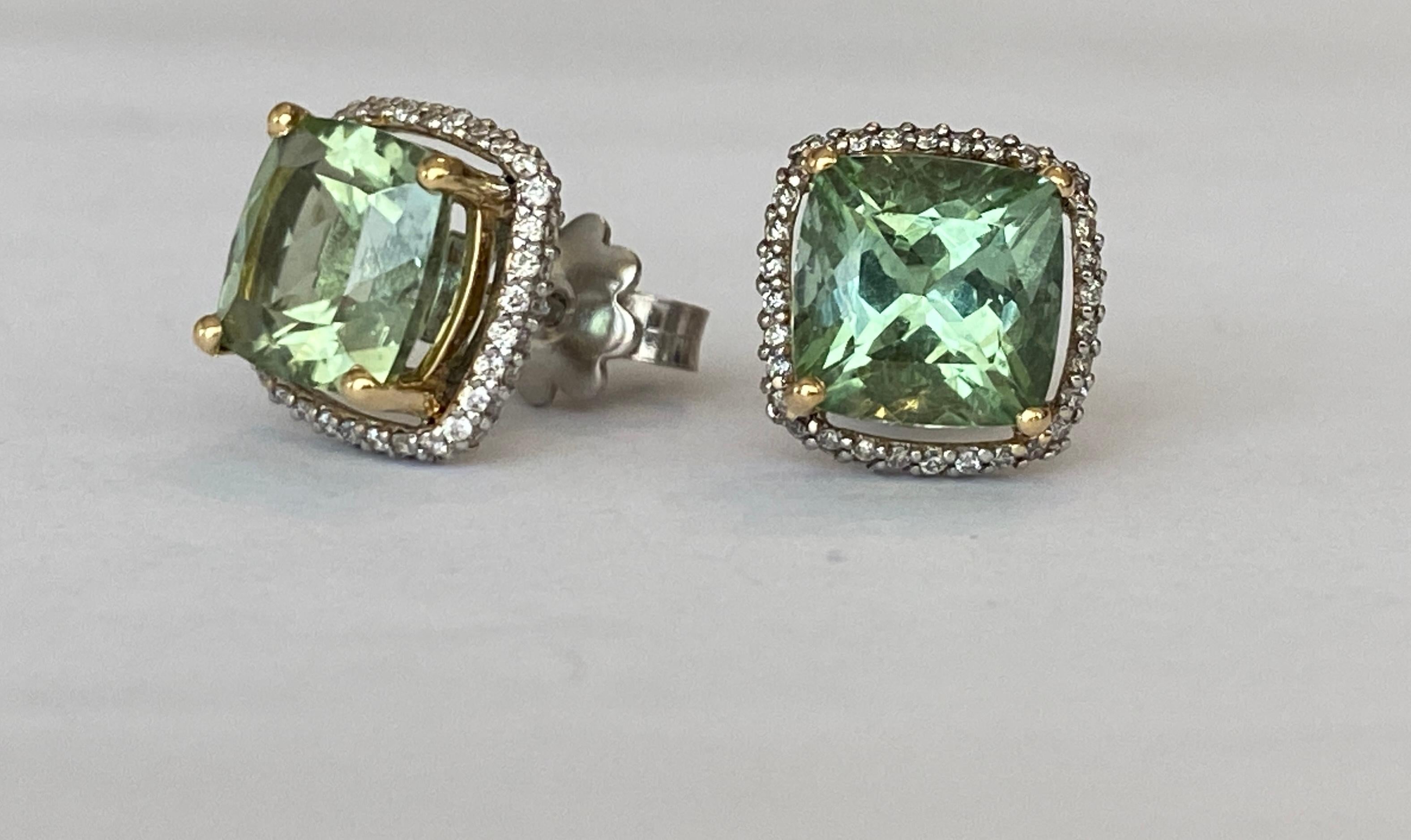 Contemporary 18 Karat White Gold Earrings with 5.00 Carat Tourmaline and Diamonds For Sale