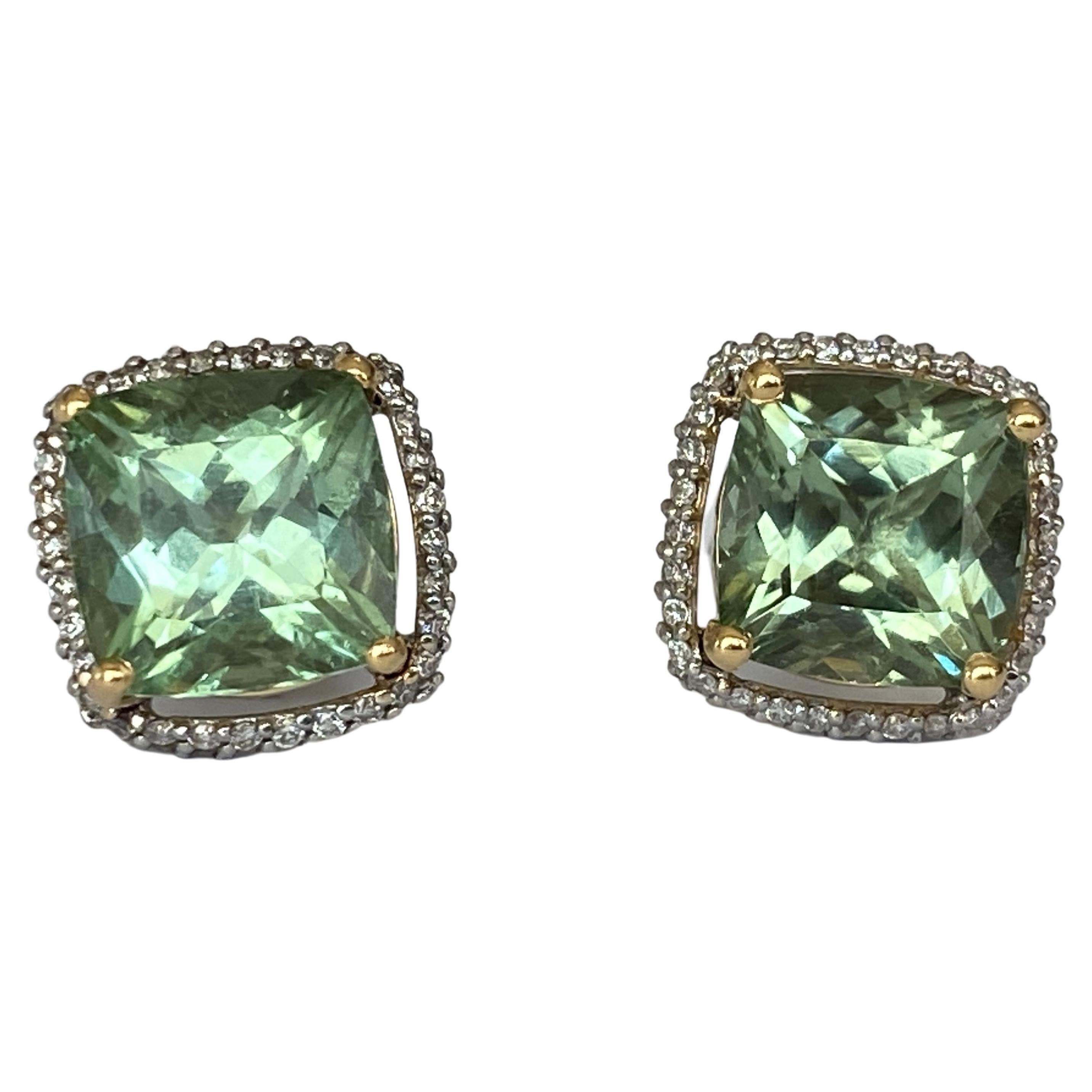 18 Karat White Gold Earrings with 5.00 Carat Tourmaline and Diamonds For Sale