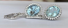18 Kt. White Gold Earrings with 6.02 Ct Aquamarine and Diamonds