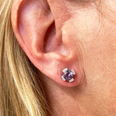 18 Karat White Gold Earrings with Purple Spinell and Diamonds