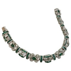 18 Kt White Gold Emerald and Diamond Bracelet