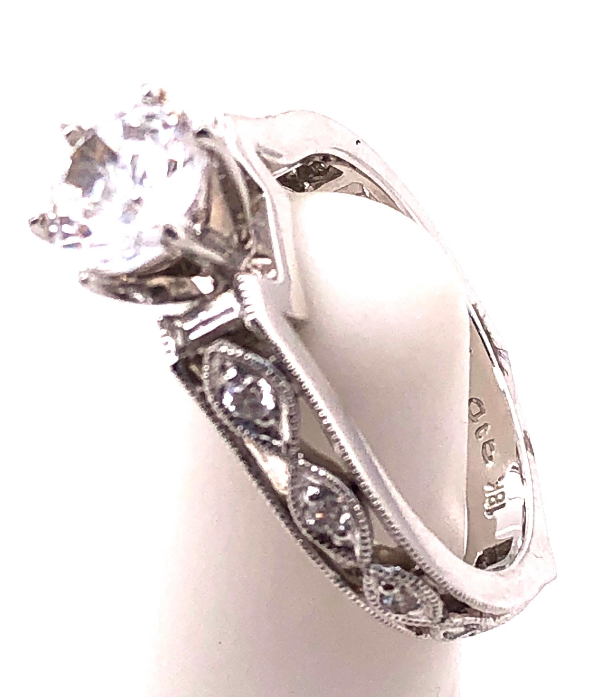 18 Karat White Gold Engagement Bridal Ring with Zircon Center 0.25 TDW For Sale 6