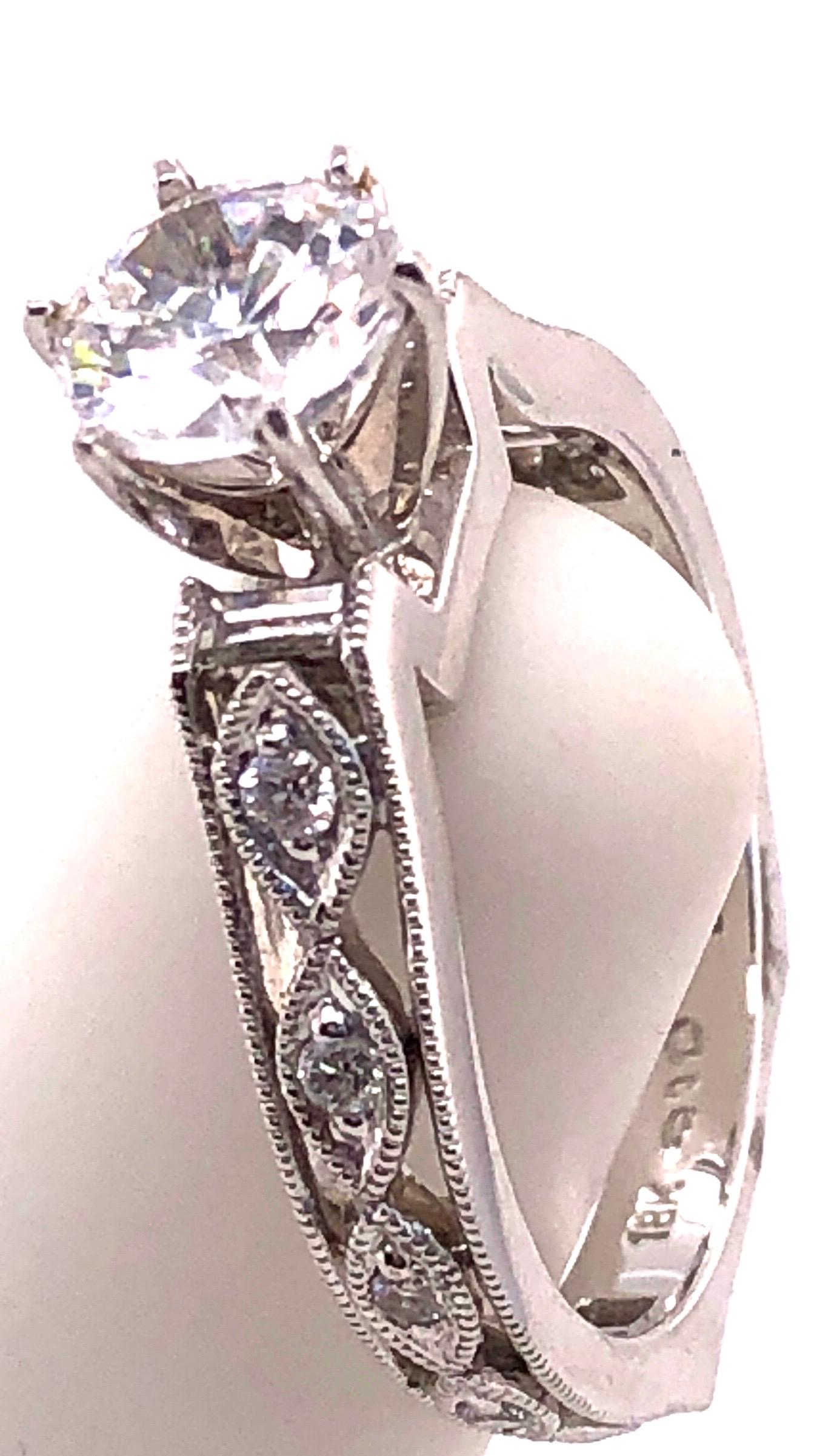 18 Karat White Gold Engagement Bridal Ring with Zircon Center 0.25 TDW In Good Condition For Sale In Stamford, CT