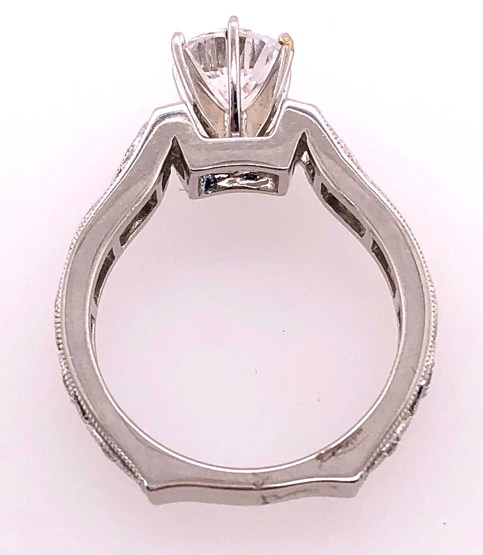 Women's or Men's 18 Karat White Gold Engagement Bridal Ring with Zircon Center 0.25 TDW For Sale