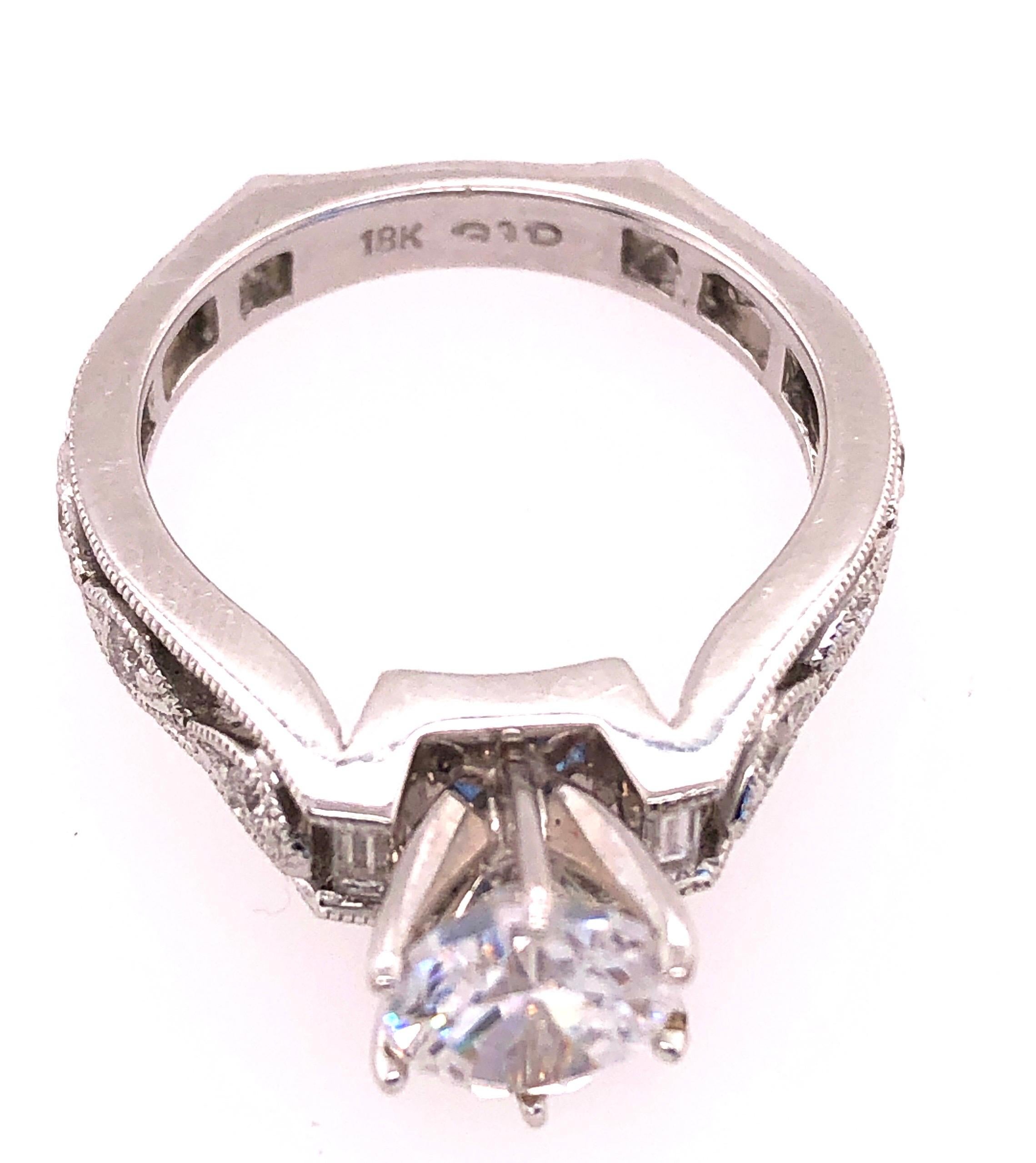 18 Karat White Gold Engagement Bridal Ring with Zircon Center 0.25 TDW For Sale 1