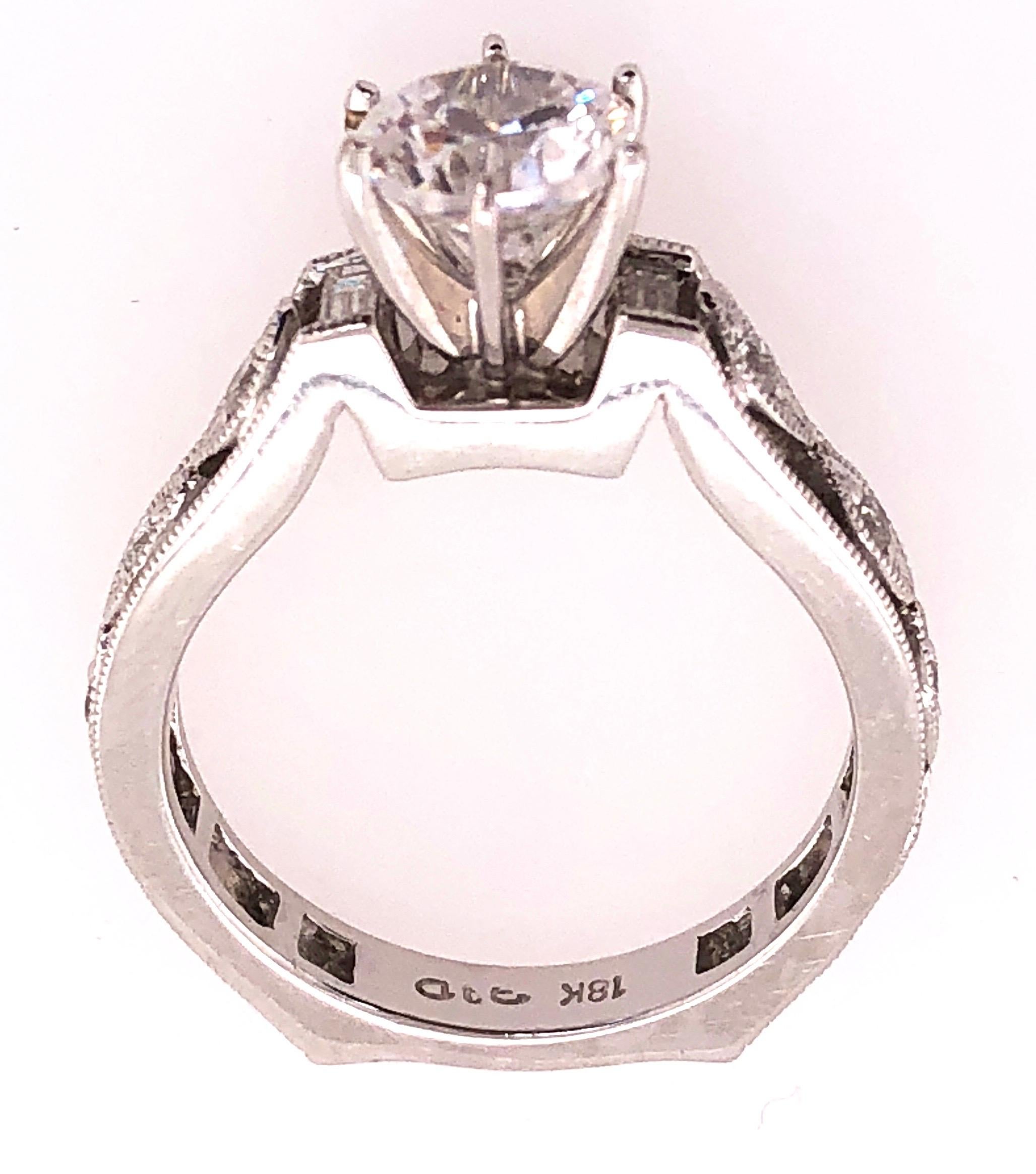 18 Karat White Gold Engagement Bridal Ring with Zircon Center 0.25 TDW For Sale 4