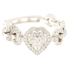 18 Karat White Gold Engagement Heart Ring with Diamonds