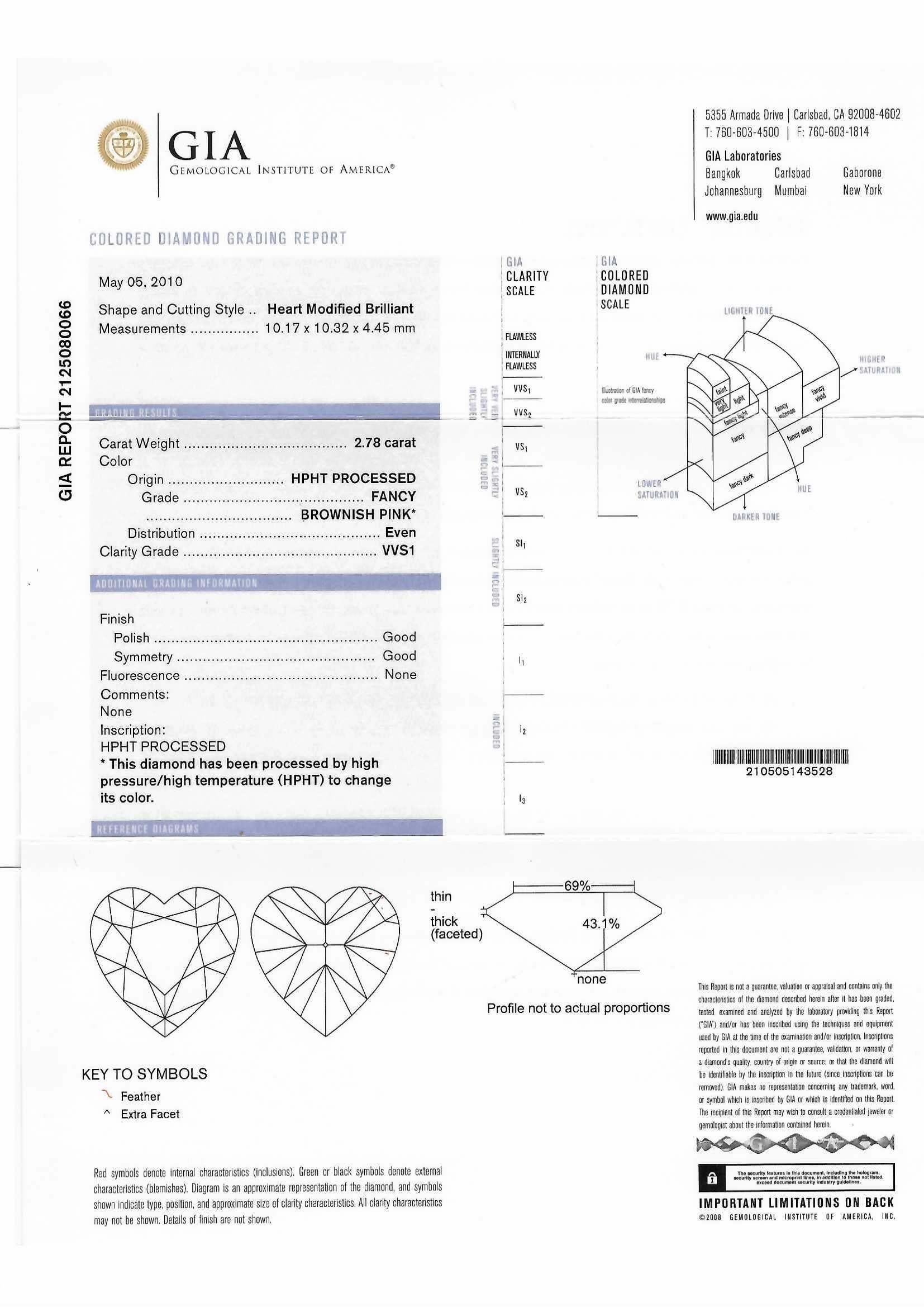 18 kt. Weißgold Enhanced Pink Diamond Herz 2,78 ct. Ring, GIA-Zertifikat im Angebot 4