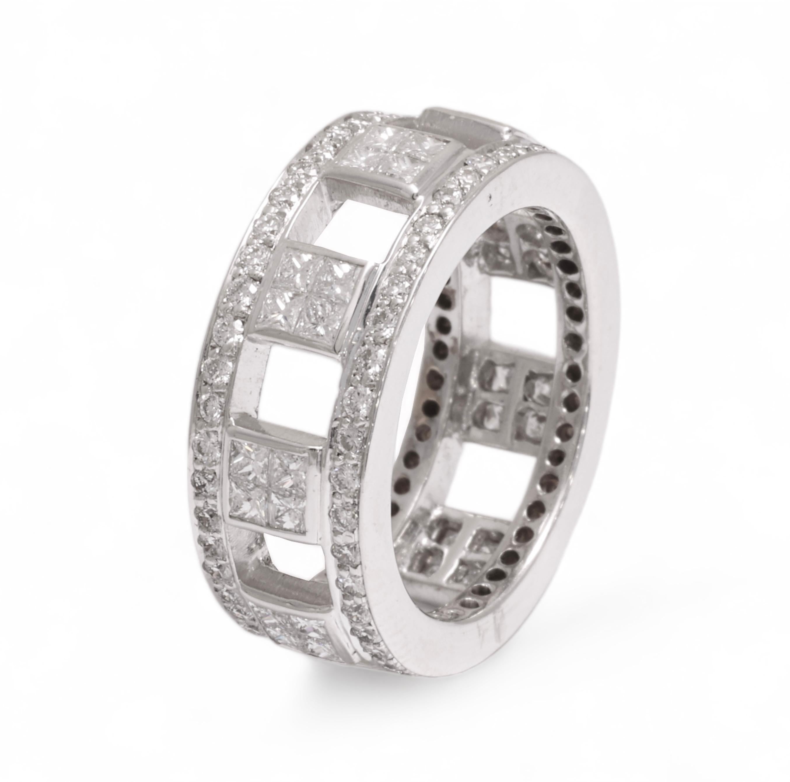 18 kt. White Gold Eternity Ring With 1.92 ct. Princess & Brilliant Cut Diamonds For Sale 4