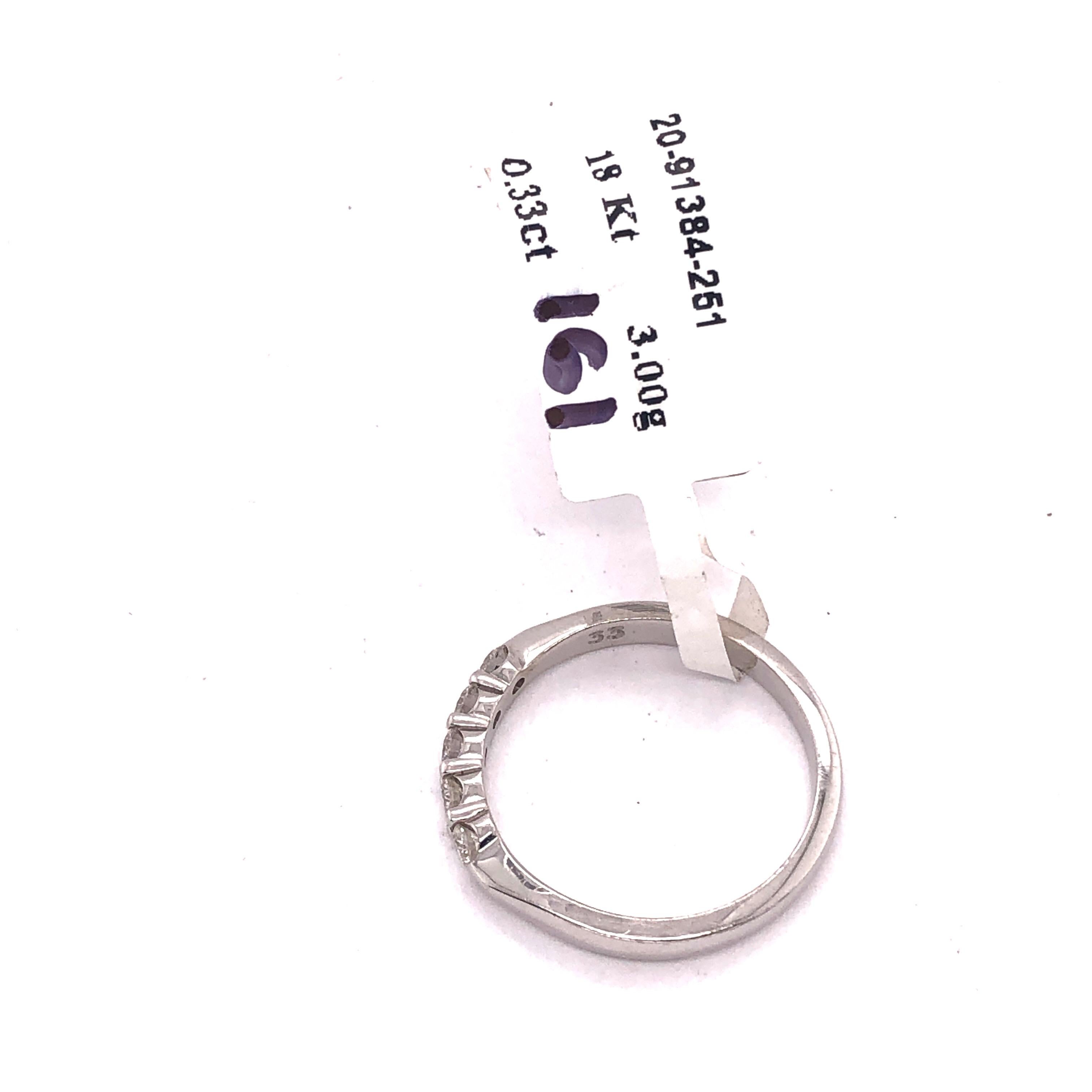 Alliance d'anniversaire de mariage en or blanc 18 carats avec cinq diamants 0,33 TDW en vente 6