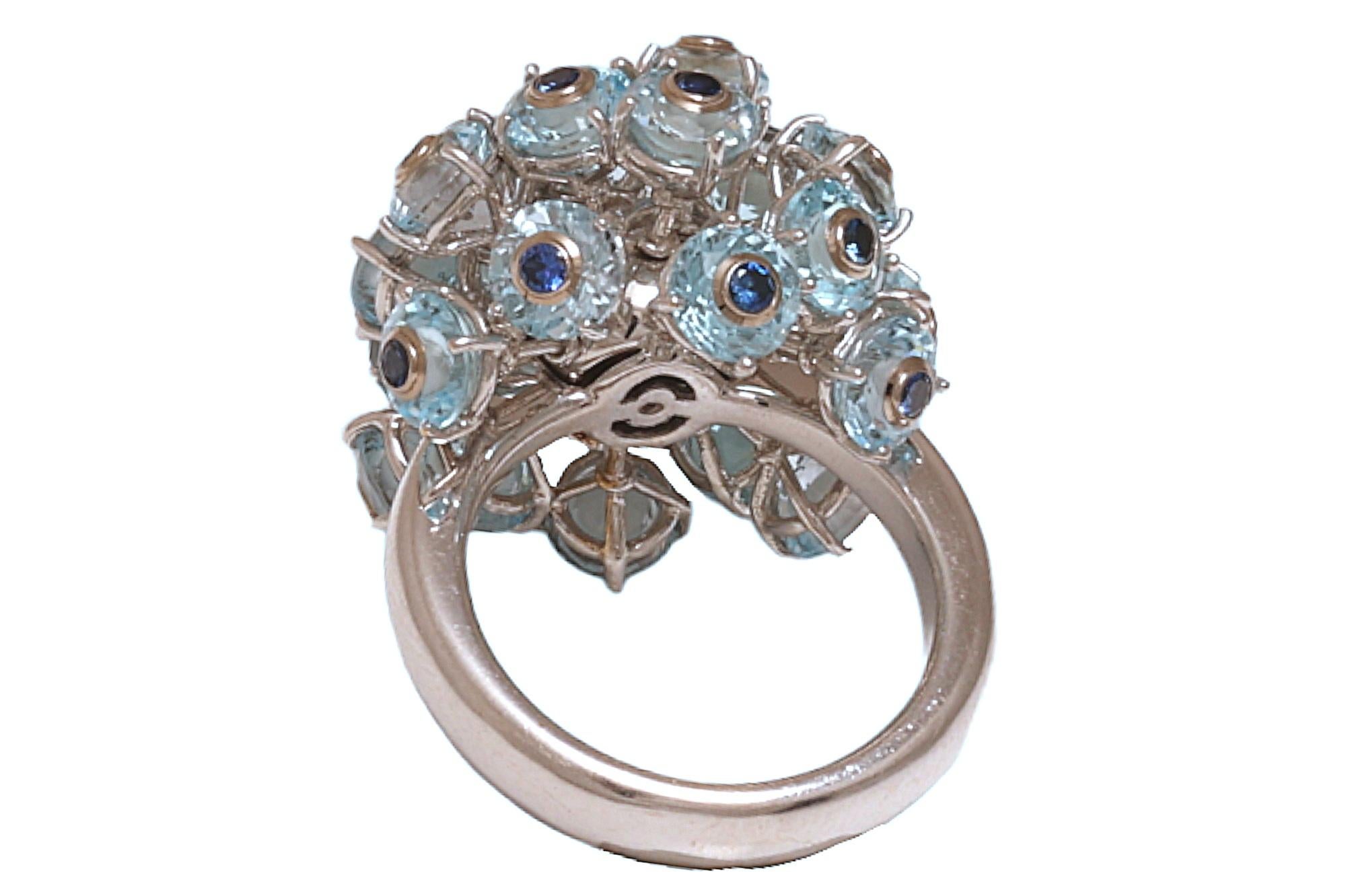18 Kt White Gold Flexible Ring with Sapphires set In Topaze Stones, Very Special For Sale 1