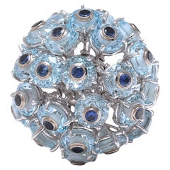 Anello flessibile in oro bianco 18 Kt con zaffiri incastonati in pietre Topaze, molto speciale