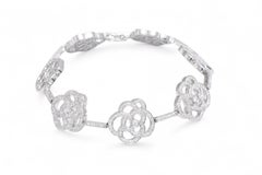 18 Kt Weißgold Rose Floral Design Full Diamond Set Armband