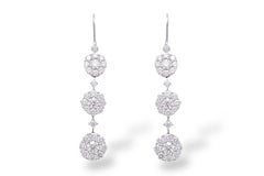 18 kt. White Gold Flower Earrings With 2.66 ct. Diamonds