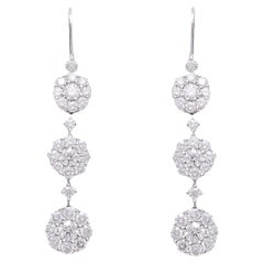 18 kt. White Gold Flower Earrings With 2.66 ct. Diamonds