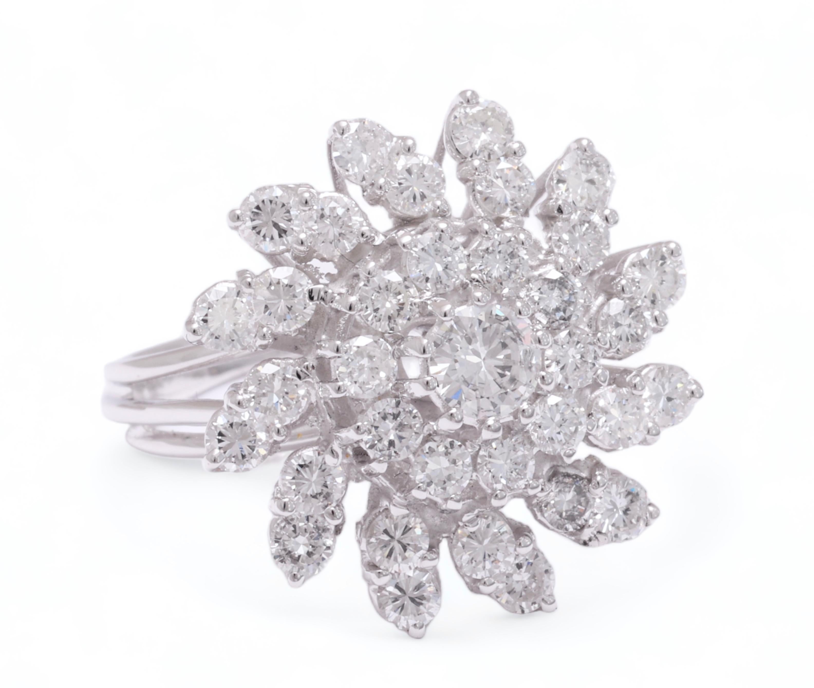 18 kt. White Gold Flower Ring  With 2.85 ct. Diamonds  For Sale 1