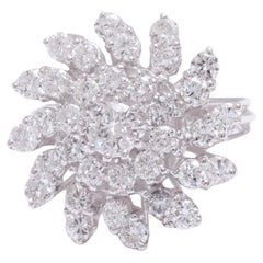 18 kt. White Gold Flower Ring  With 2.85 ct. Diamonds 