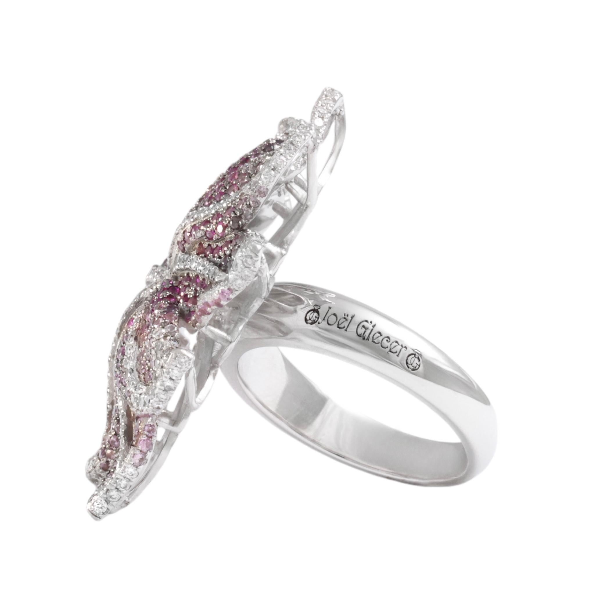 18 Karat Weißgold Blumenförmige Diamanten und Saphire in Blumenform, einzigartig im Angebot 2