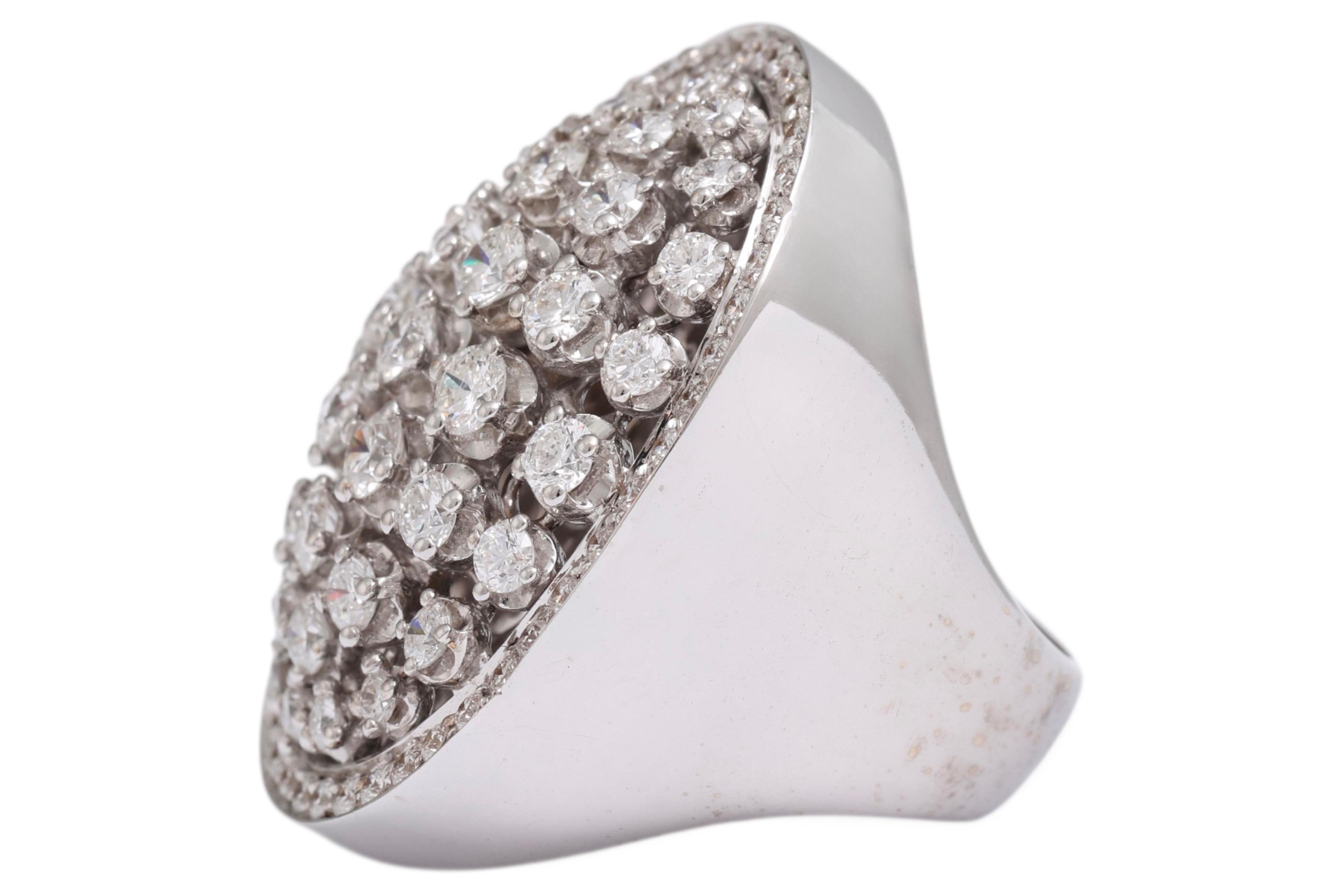 Brilliant Cut 18 KT White Gold, Full of Diamonds Designer Oval Shaped Ring For Sale