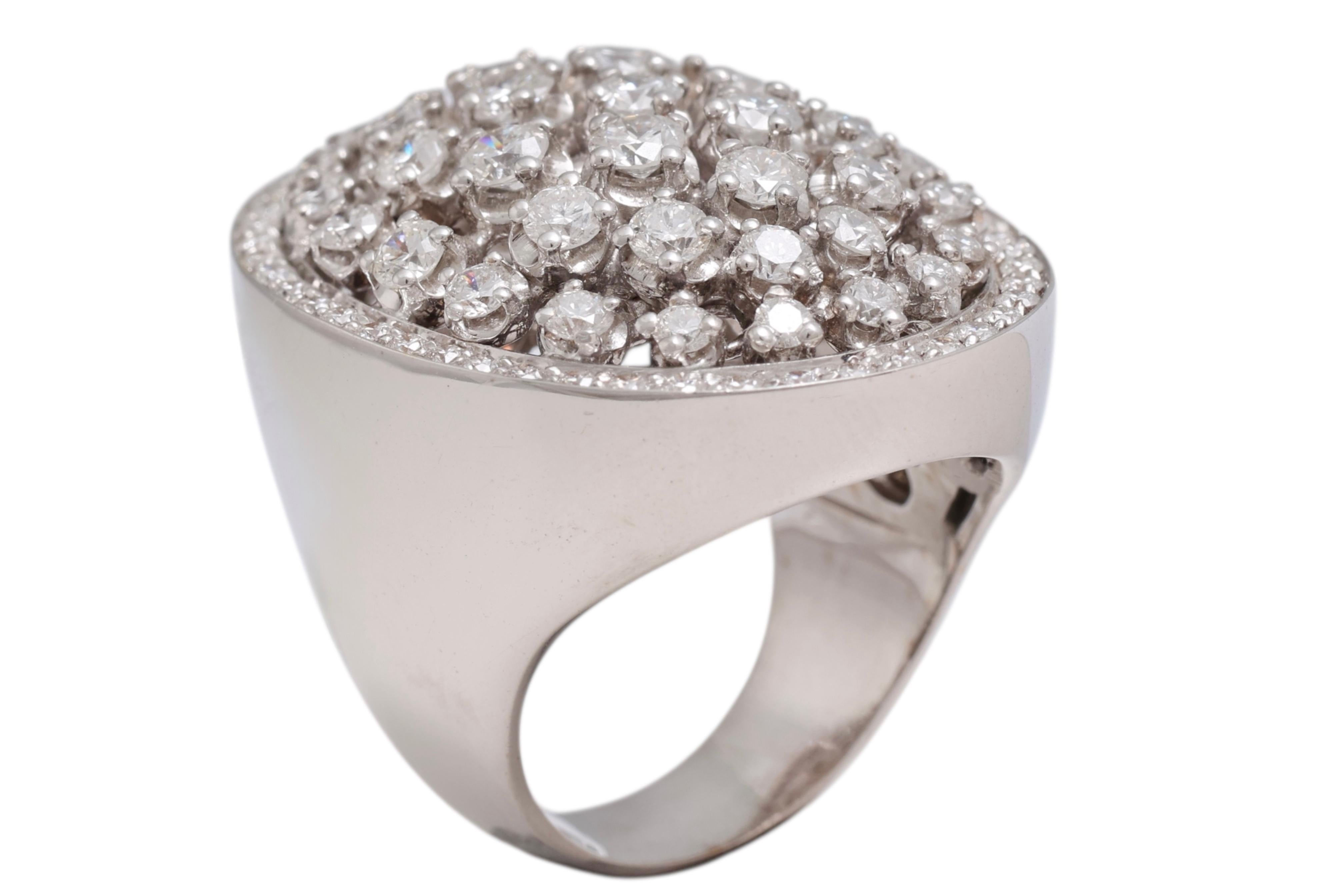 18 KT White Gold, Full of Diamonds Designer Oval Shaped Ring For Sale 1