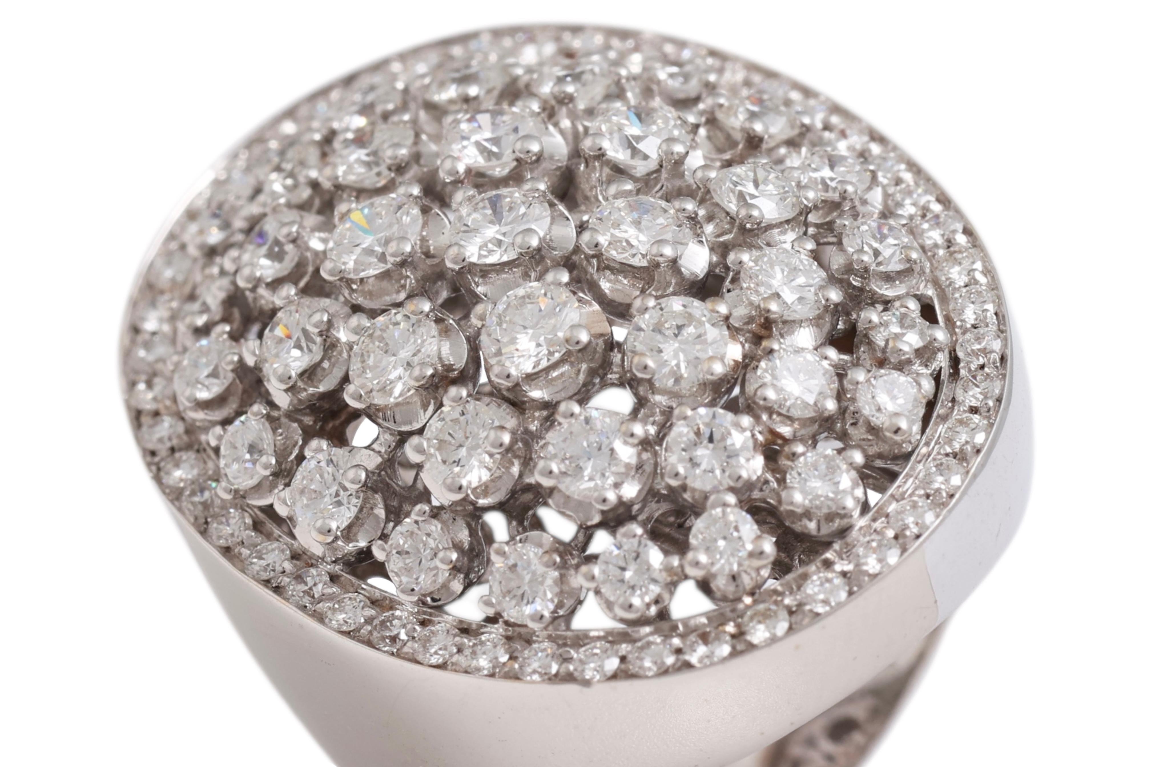 18 KT White Gold, Full of Diamonds Designer Oval Shaped Ring For Sale 2