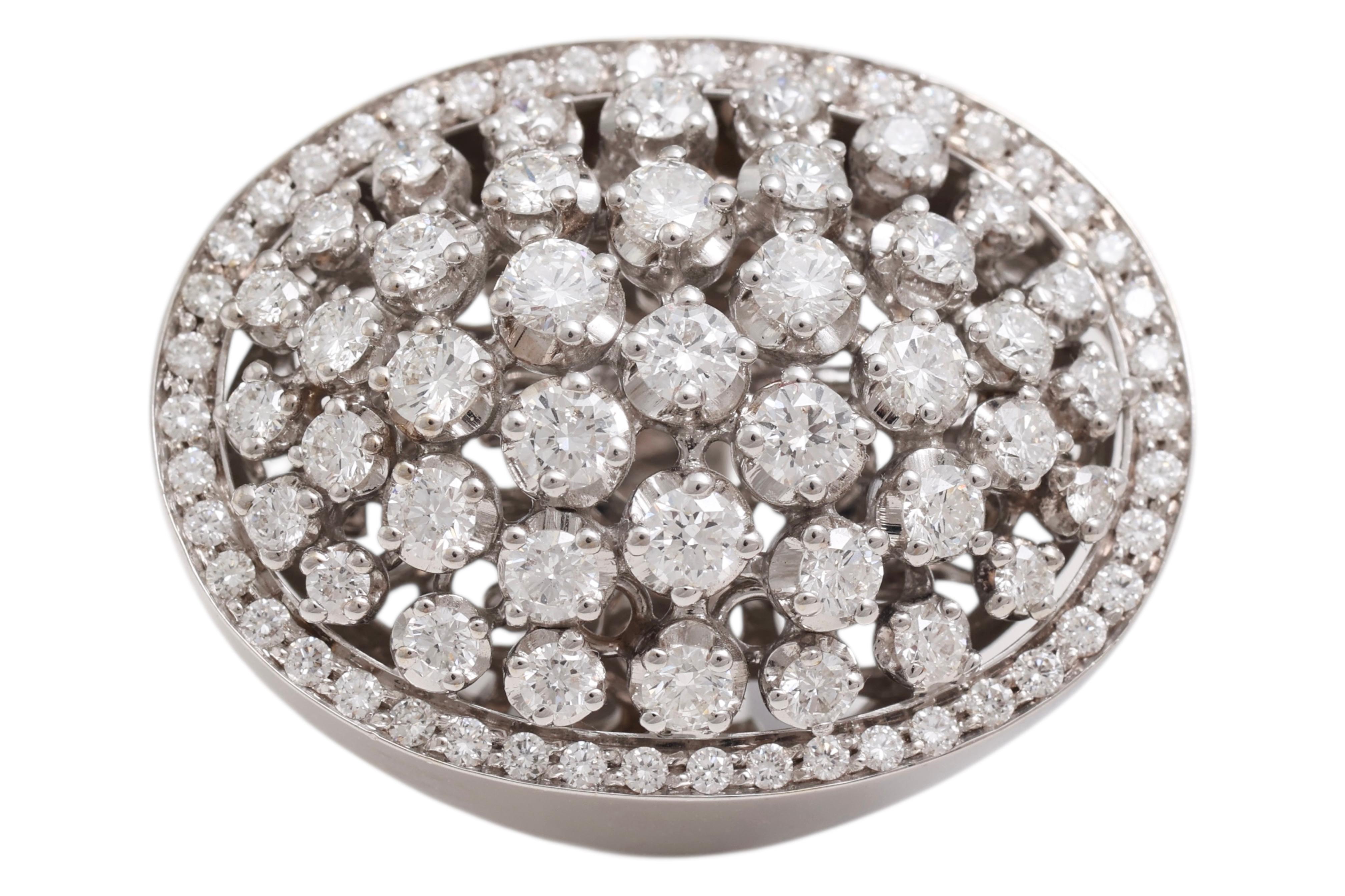 18 KT White Gold, Full of Diamonds Designer Oval Shaped Ring For Sale 3
