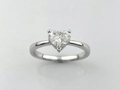18 KT White Gold Heart Shape Diamond Solitaire Ring
