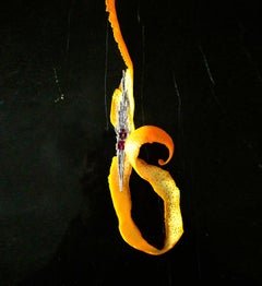 White Gold Sculptural Brooch with GRS No Heat Three Carats Ruby and Diamonds