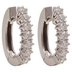 18 kt. Or blanc  Boucles d'oreilles Looping avec 1,4ct de diamants taille brillant