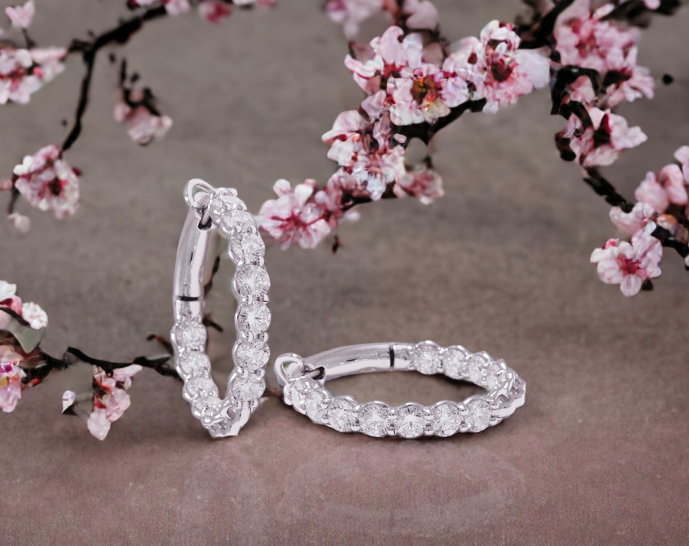 18 kt. White Gold Loop Earrings With 3.14 ct. Diamonds For Sale 4