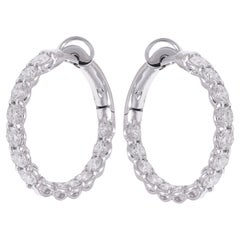 18 kt. White Gold Loop Earrings With 3.14 ct. Diamonds