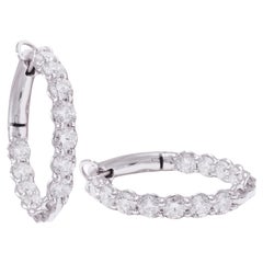  18 kt. White Gold Loop Earrings With 3.14 ct. Diamonds 
