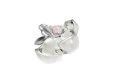 Purplish Pink Diamond Eighteen Karat White Gold Sculptural Magnolia Brooch