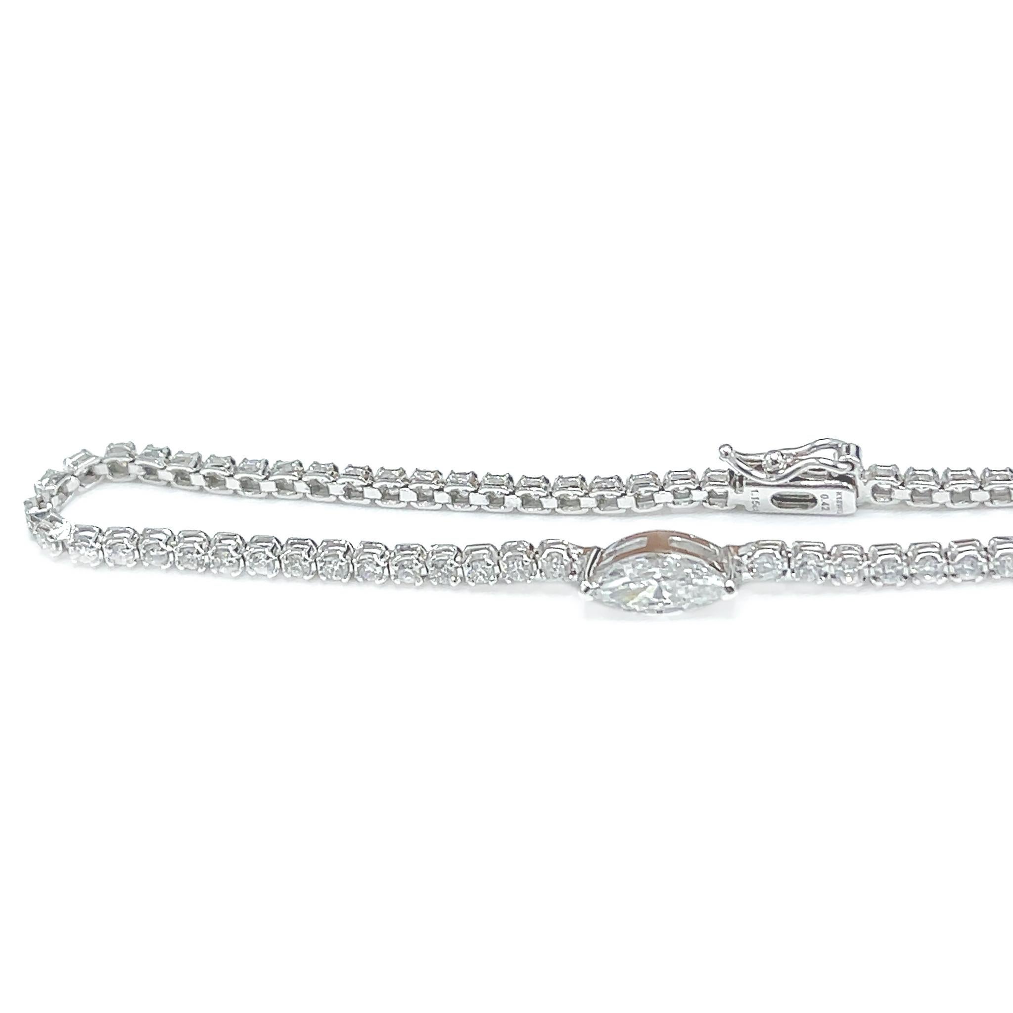 18 kt White Gold
Diamond: 1.57 ct twd
Length: 7 inches