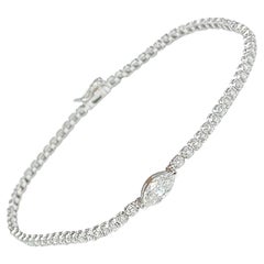 18 kt Weißgold Armband mit Diamant im Marquise-Schliff